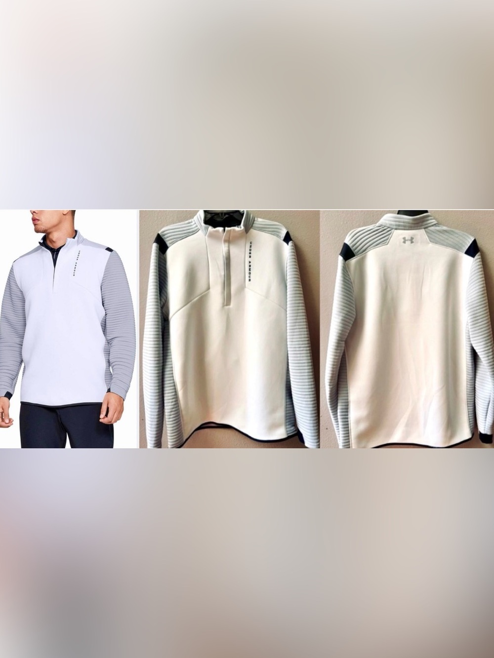 Under Armour UA Storm Daytona Zip Golf White/Gray Pullover Size L